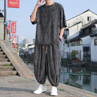 Men's Thin Short-sleeved Trousers Loose Two-piece Suit