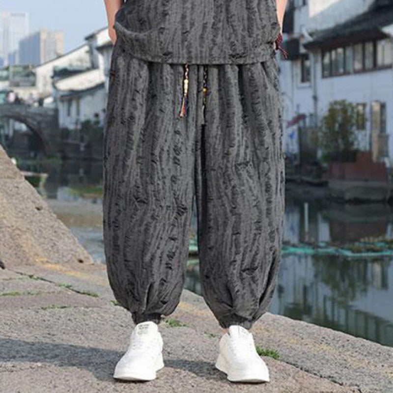 Men's Thin Short-sleeved Trousers Loose Two-piece Suit