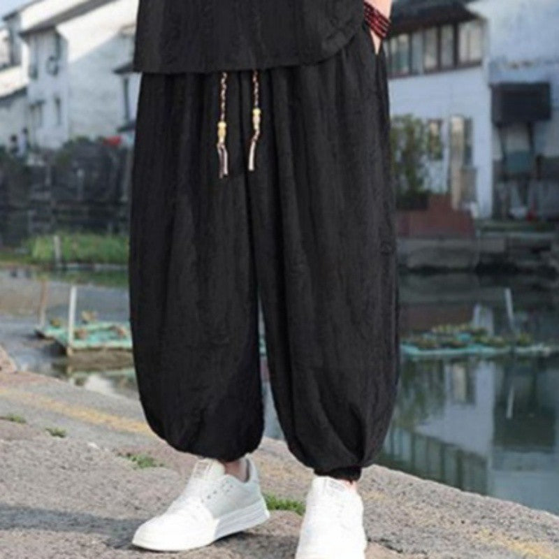 Men's Thin Short-sleeved Trousers Loose Two-piece Suit