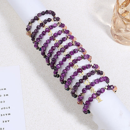 Twelve Constellations Bracelets Natural Stone Hemp Stone Cut Surface Eight Planets