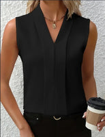 Women's Elegant Sleeveless V-Neck Blouse - Breezy Chic Top Ideal For Spring & Summer, Versatile Fashion For Casual Or Formal Wear