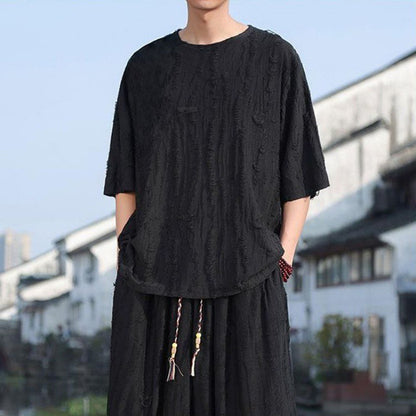 Men's Thin Short-sleeved Trousers Loose Two-piece Suit