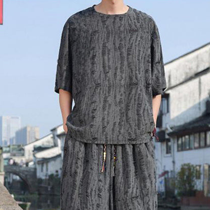 Men's Thin Short-sleeved Trousers Loose Two-piece Suit